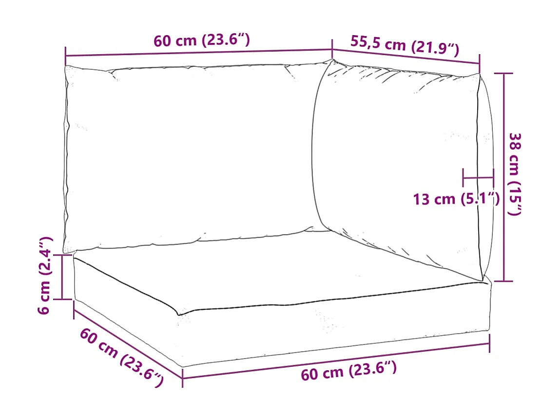 Coussins de palette 3 pièces rouge bordeaux tissu oxford