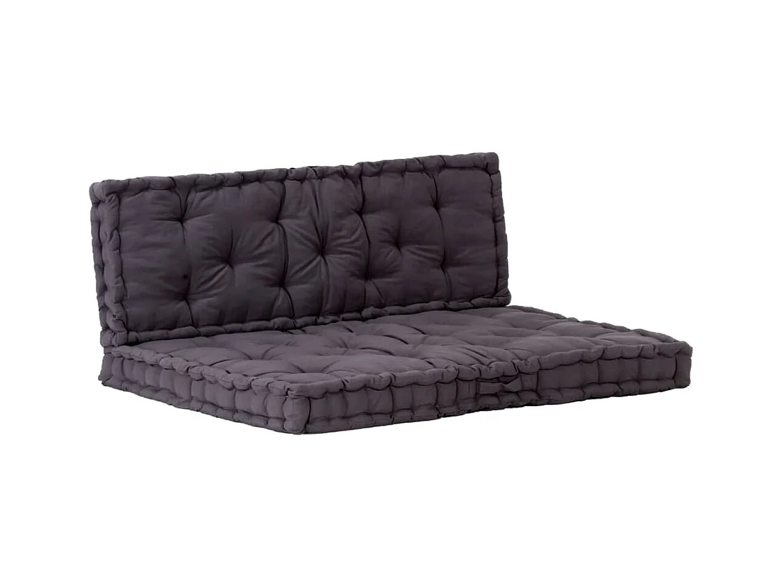 Coussins de plancher de palette 2 pièces Coton Noir