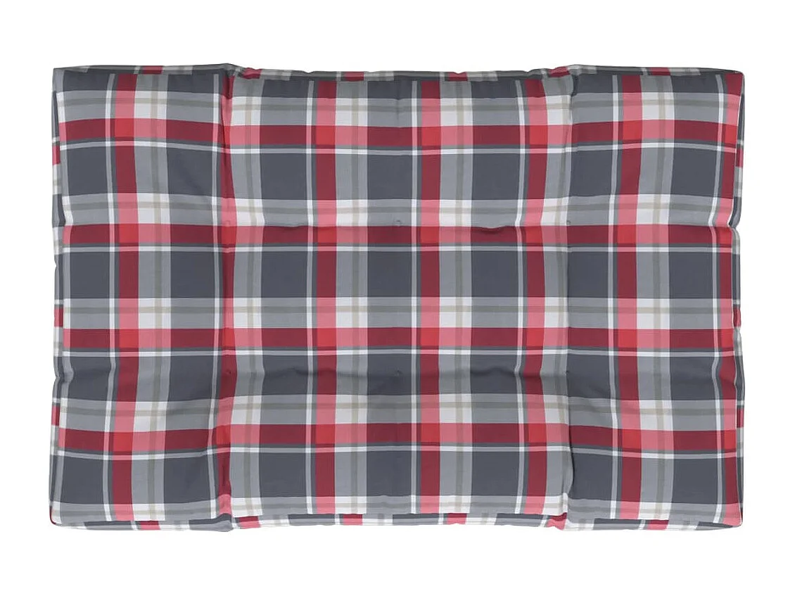 Coussin de palette motif à carreaux rouge 120x80x12 cm tissu