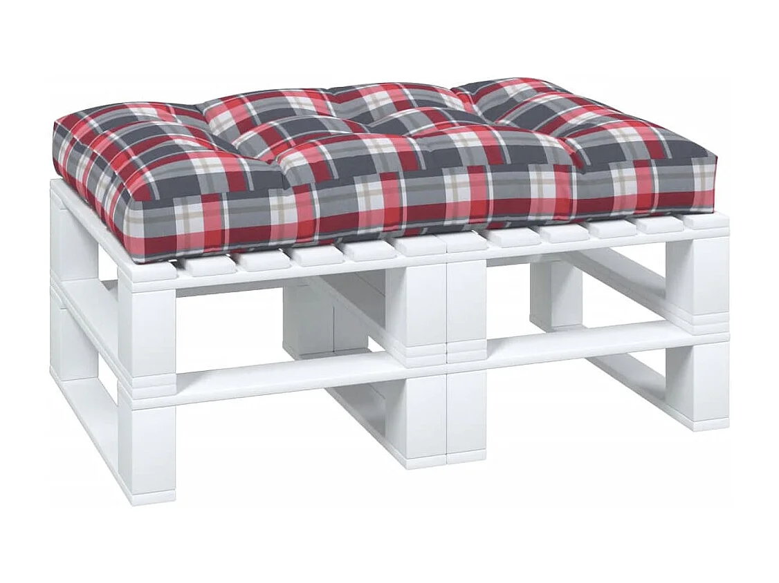 Coussin de palette motif à carreaux rouge 120x80x12 cm tissu