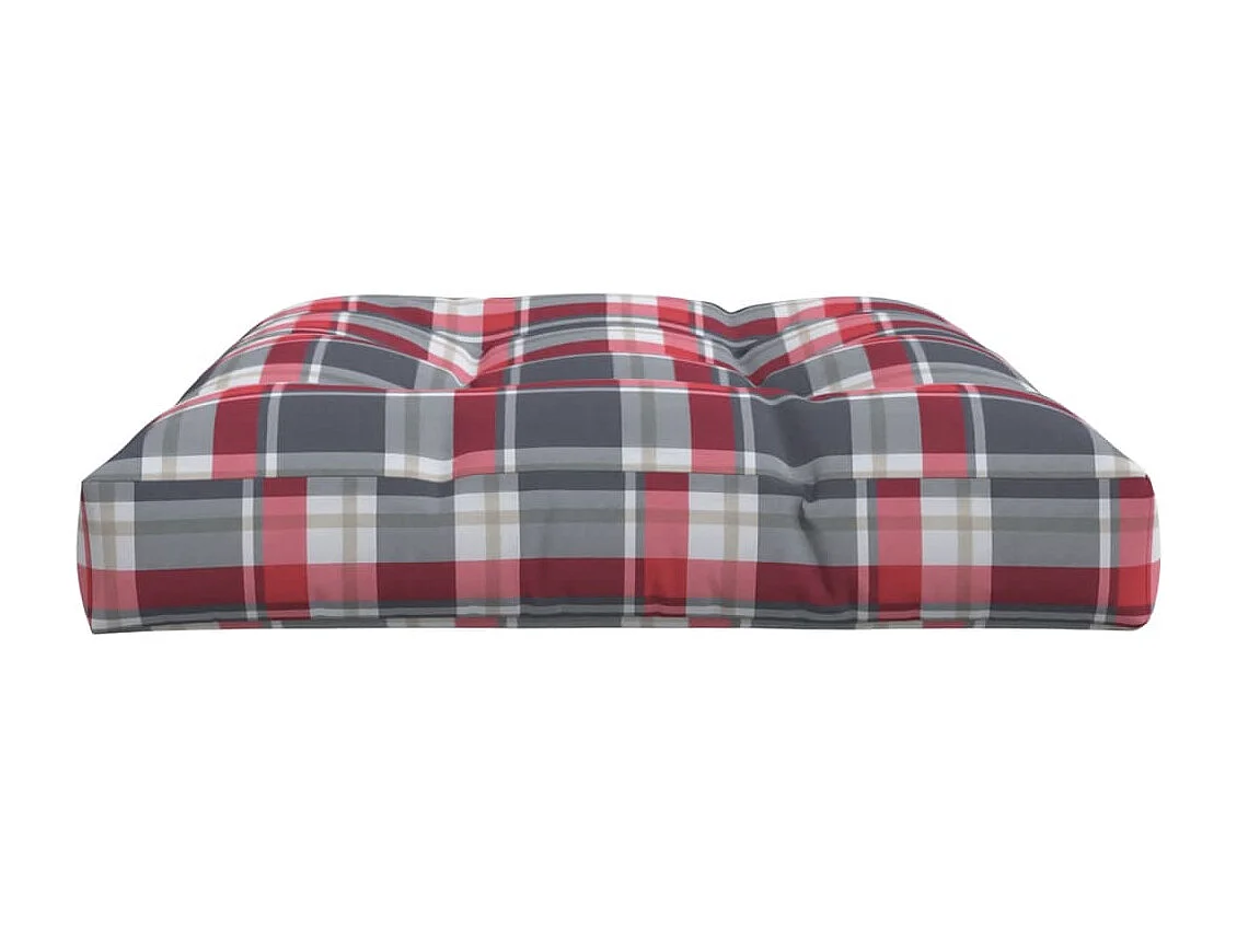 Coussin de palette motif à carreaux rouge 120x80x12 cm tissu