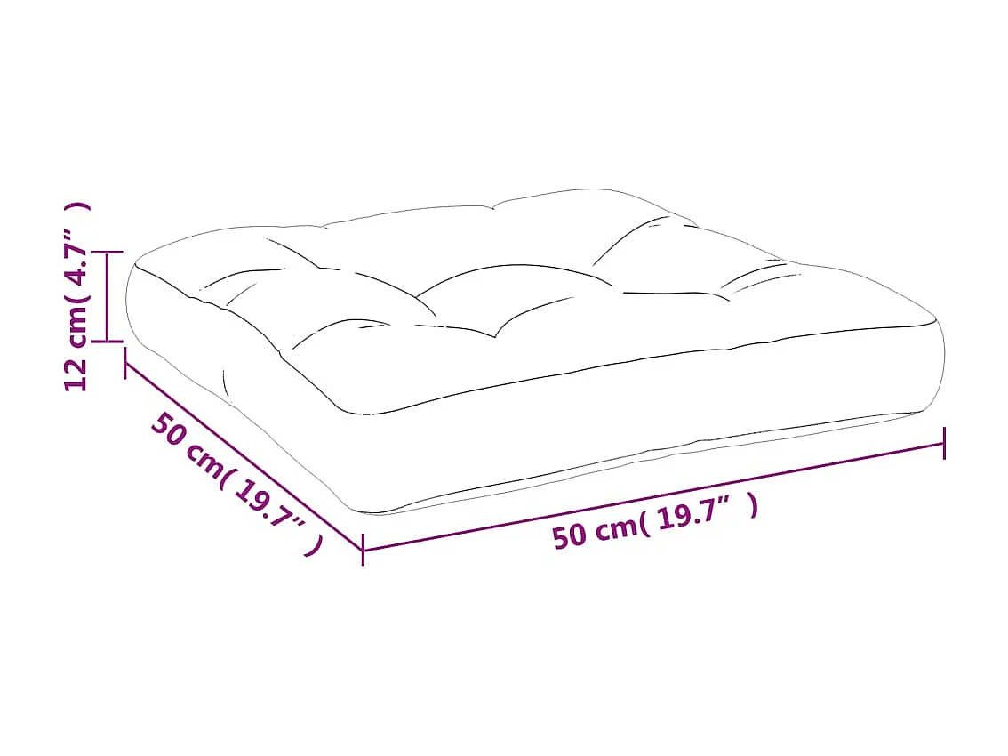 Coussin de palette rouge 50x50x12 cm tissu