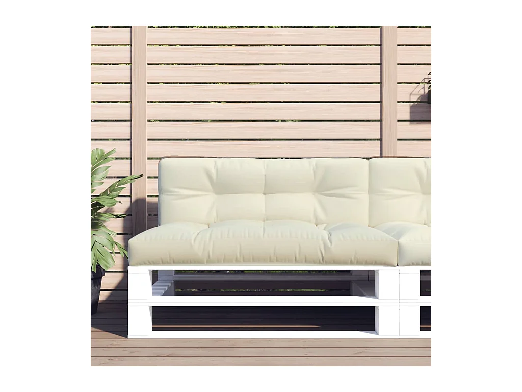 Coussin de palette crème 120x40x12 cm tissu