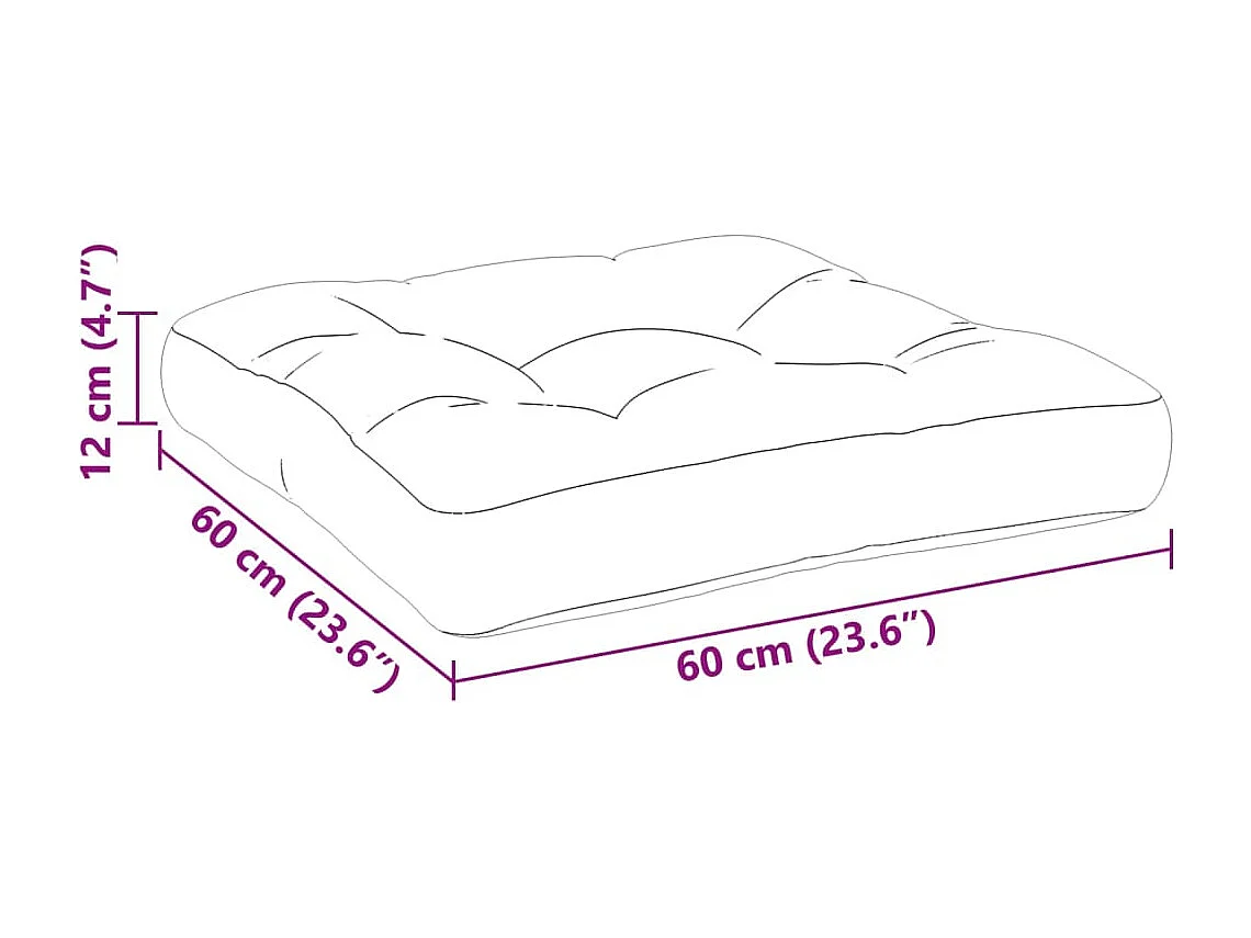 Coussin de palette crème 60x60x12 cm tissu