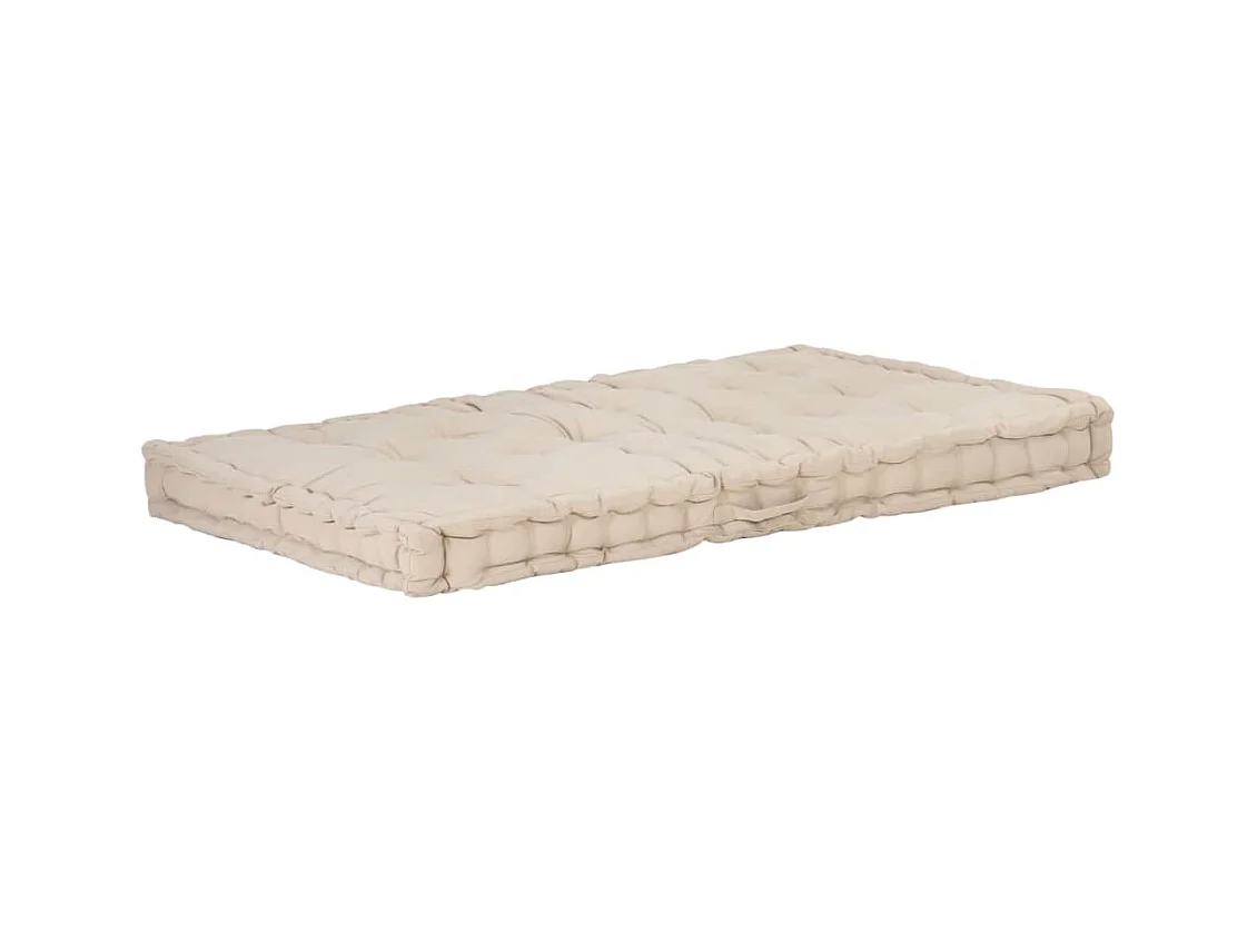 Coussin de plancher de palette Coton 120x80x10 cm Beige