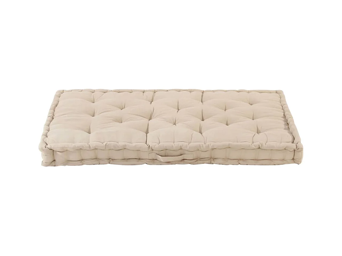 Coussin de plancher de palette Coton 120x80x10 cm Beige