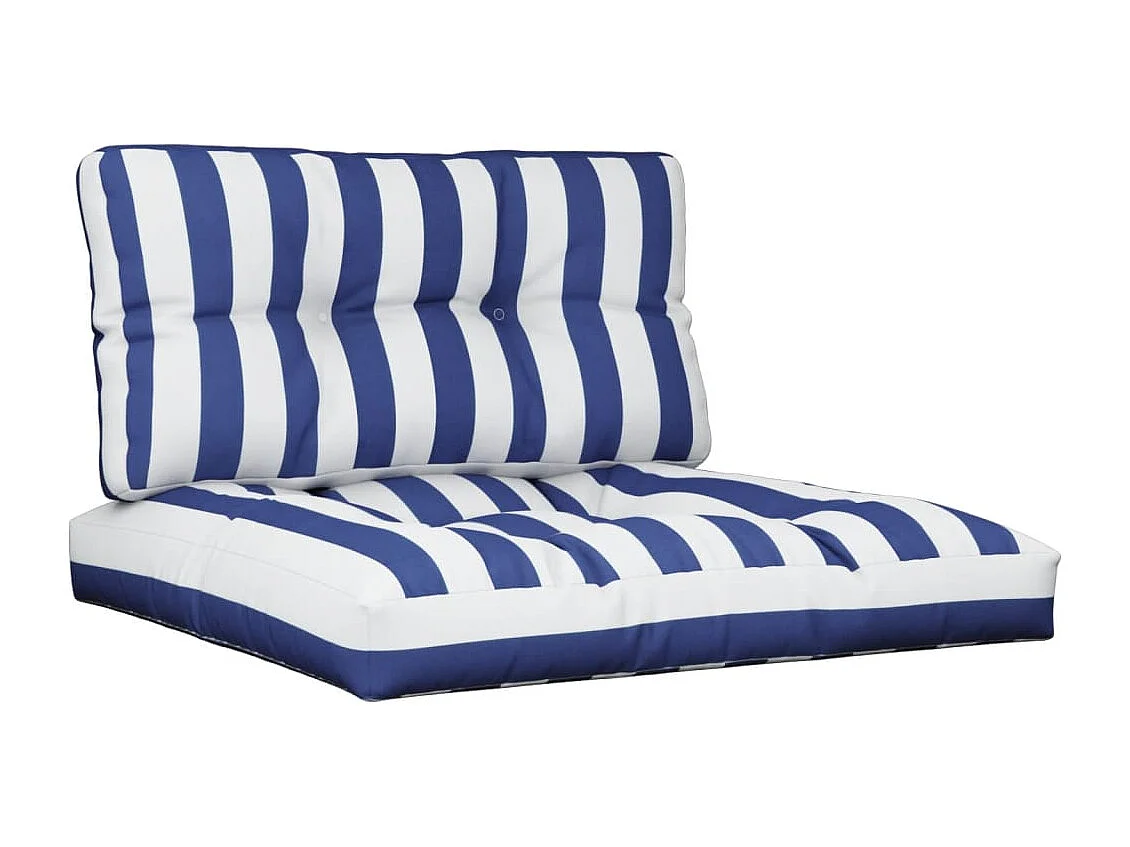 Almofadões para móveis de paletes 2 peças tecido riscas azul/branco