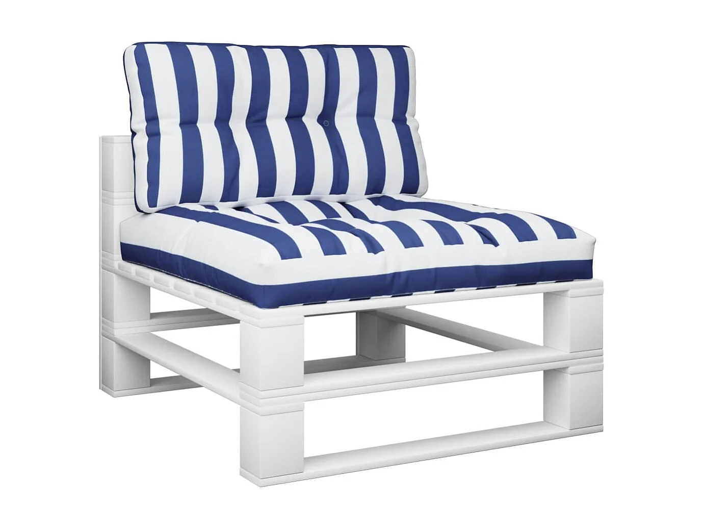 Almofadões para móveis de paletes 2 peças tecido riscas azul/branco