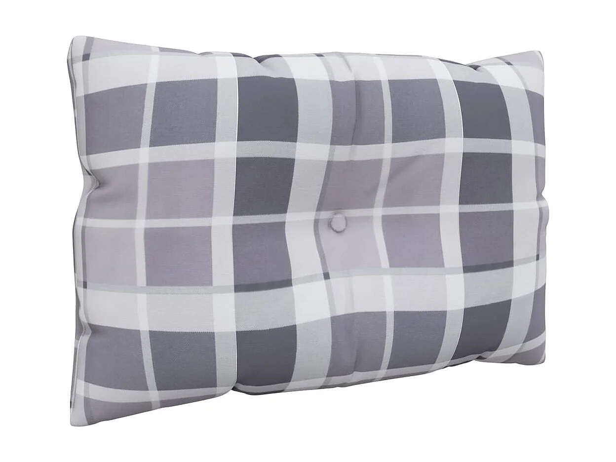 Coussins de palette lot de 3 motif à carreaux gris tissu