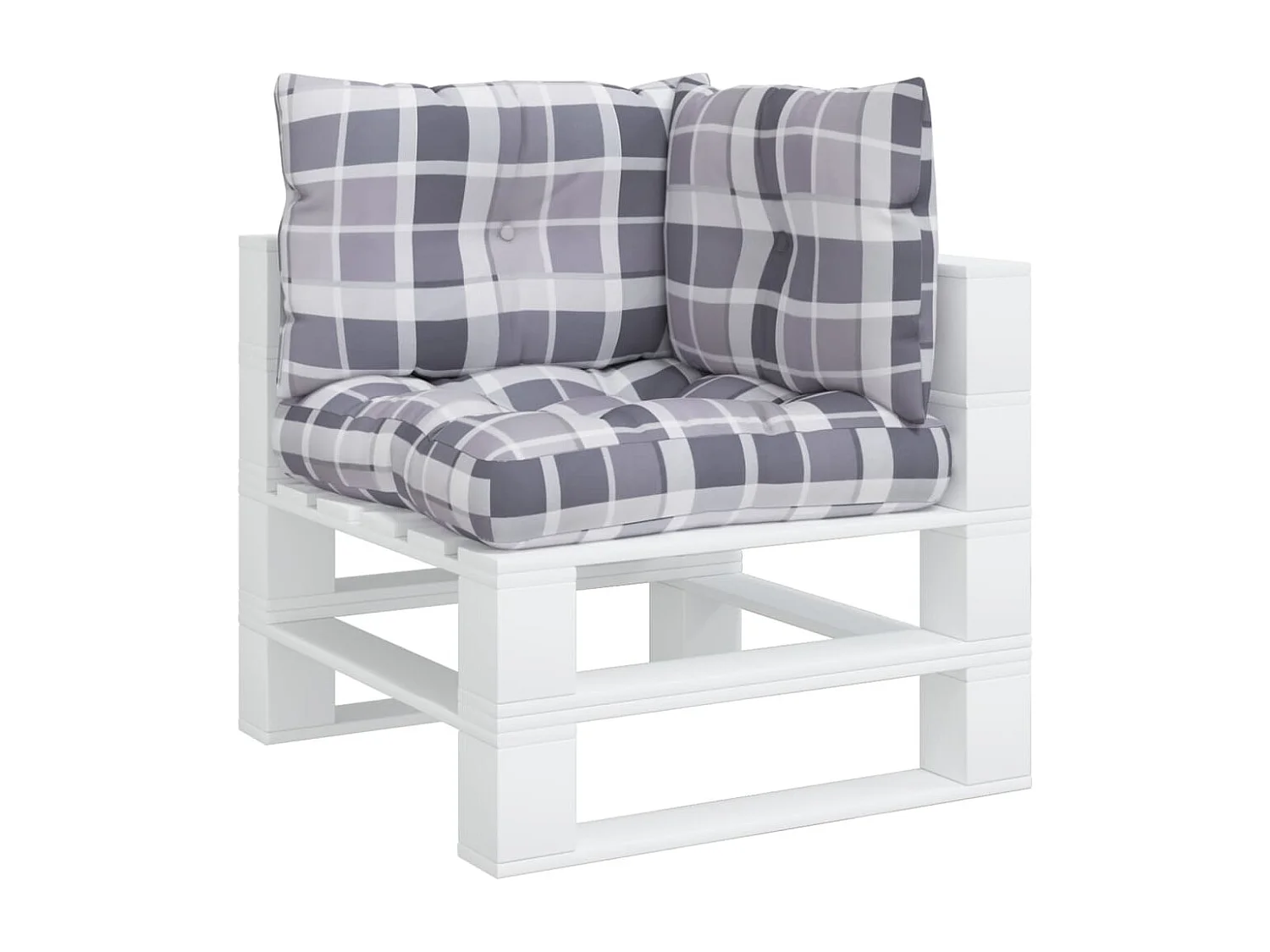 Coussins de palette lot de 3 motif à carreaux gris tissu