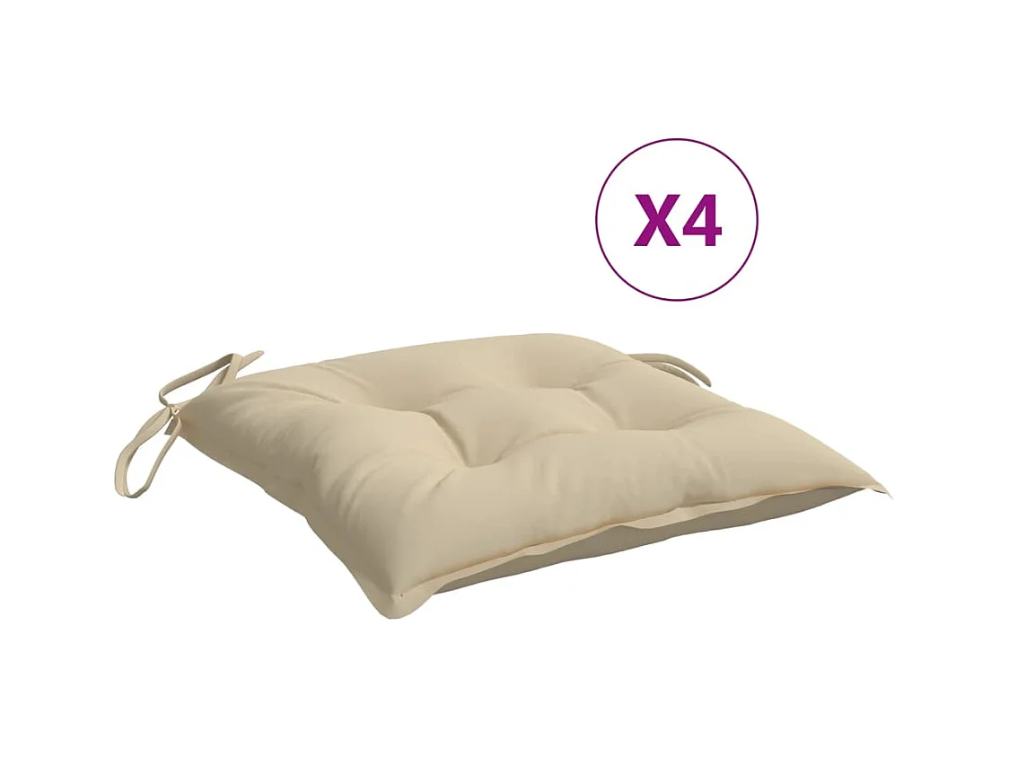 Coussins de palette lot de 4 beige 50x50x7 cm tissu oxford