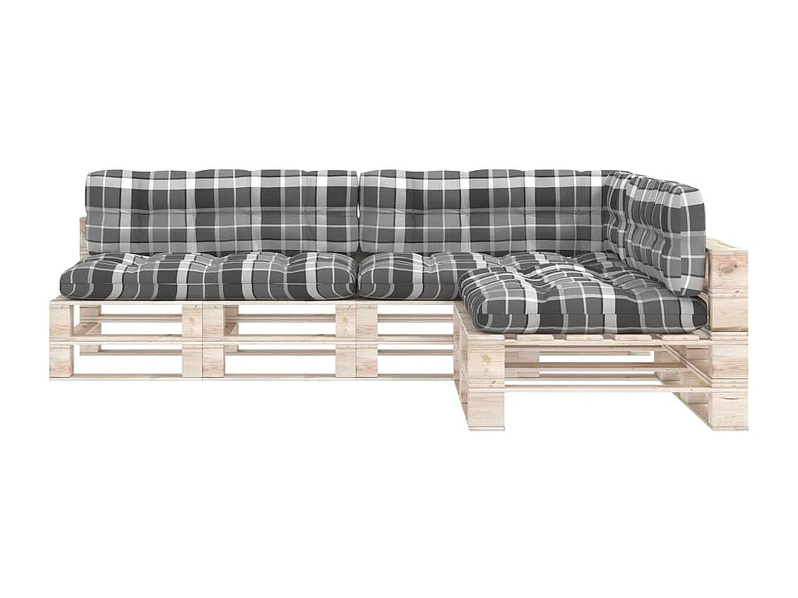 Cojines para sofá de palets 7 unidades estampado a cuadros grises