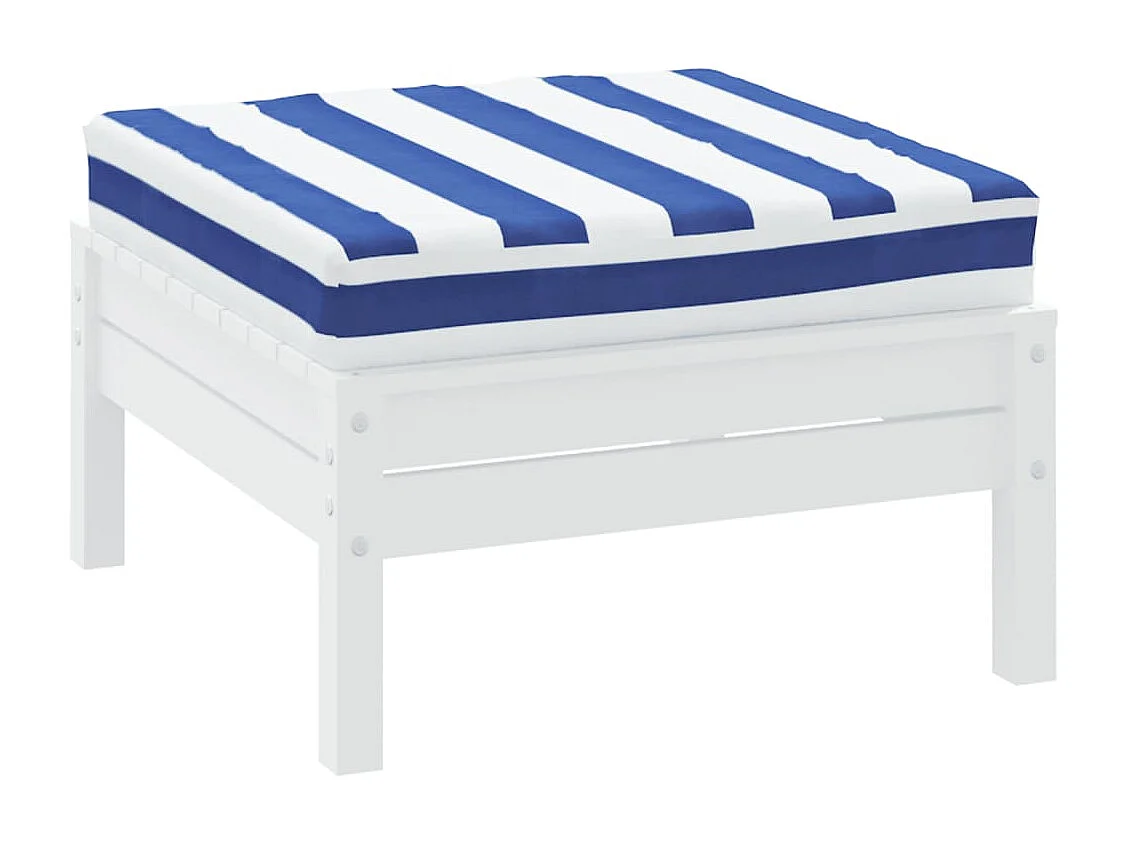 Coussin de palette rayure bleue/blanche 60x60x8 cm tissu