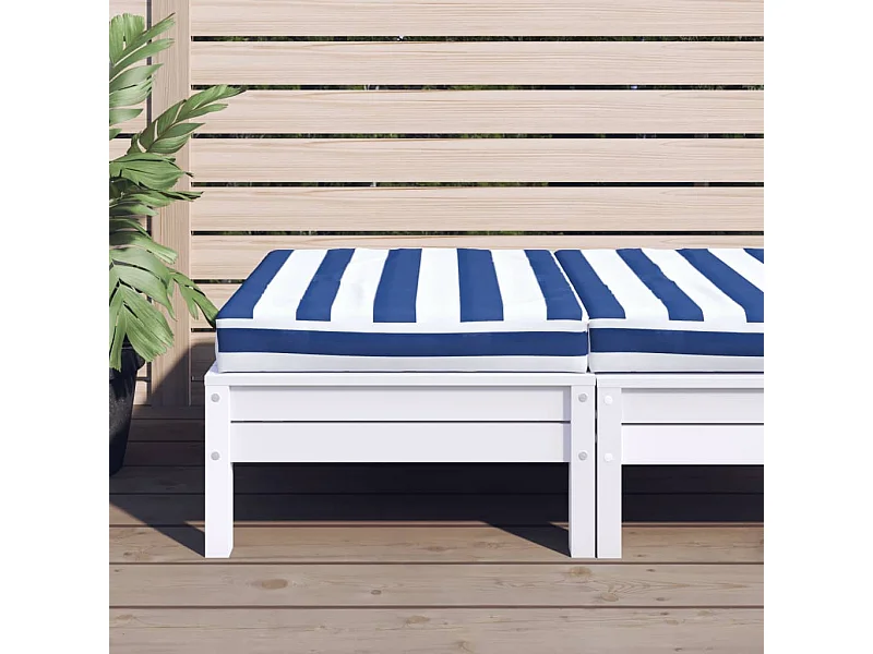 Coussin de palette rayure bleue/blanche 60x60x8 cm tissu