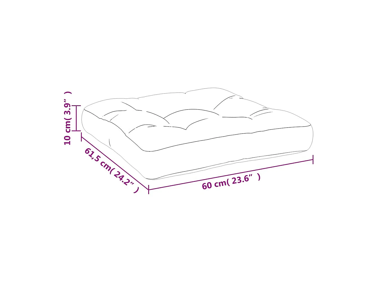 Cojín para palés tela Oxford multicolor 60x61,5x10 cm