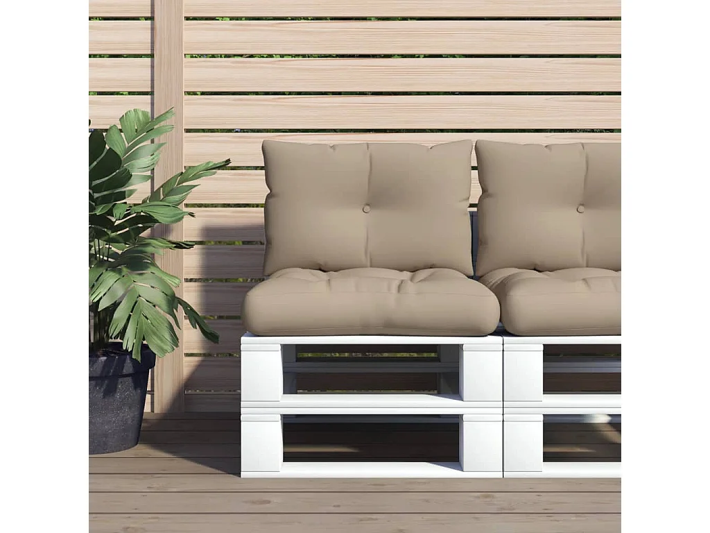 Almofadões de paletes 2 peças tecido cinza-acastanhado