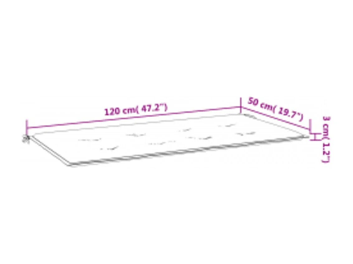 Coussin de banc de jardin motif de feuilles 120x50x3 cm