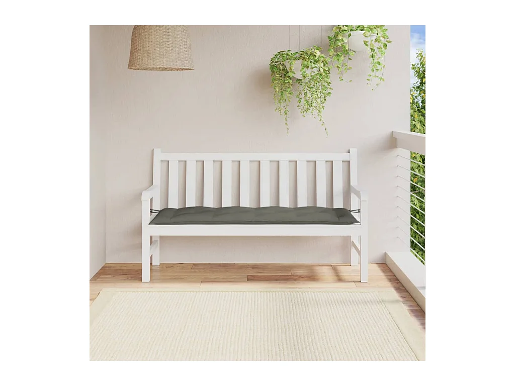 Cojín para banco de jardín tela gris oscuro melange 150x50x7 cm