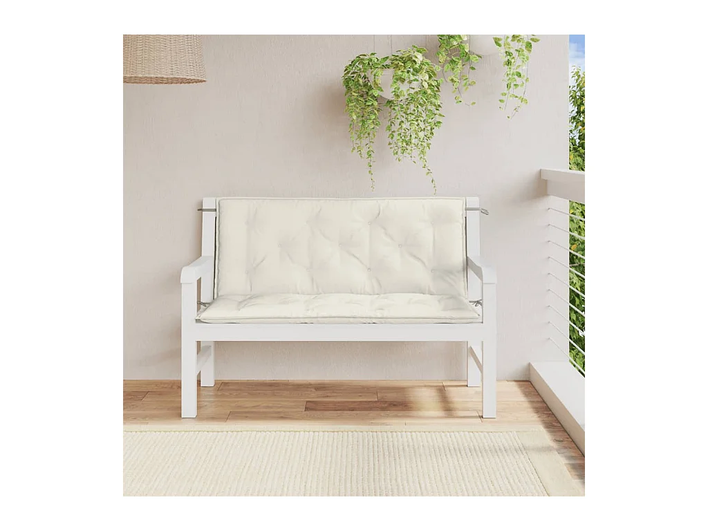 Coussins de banc de jardin lot de 2 crème mélangé tissu