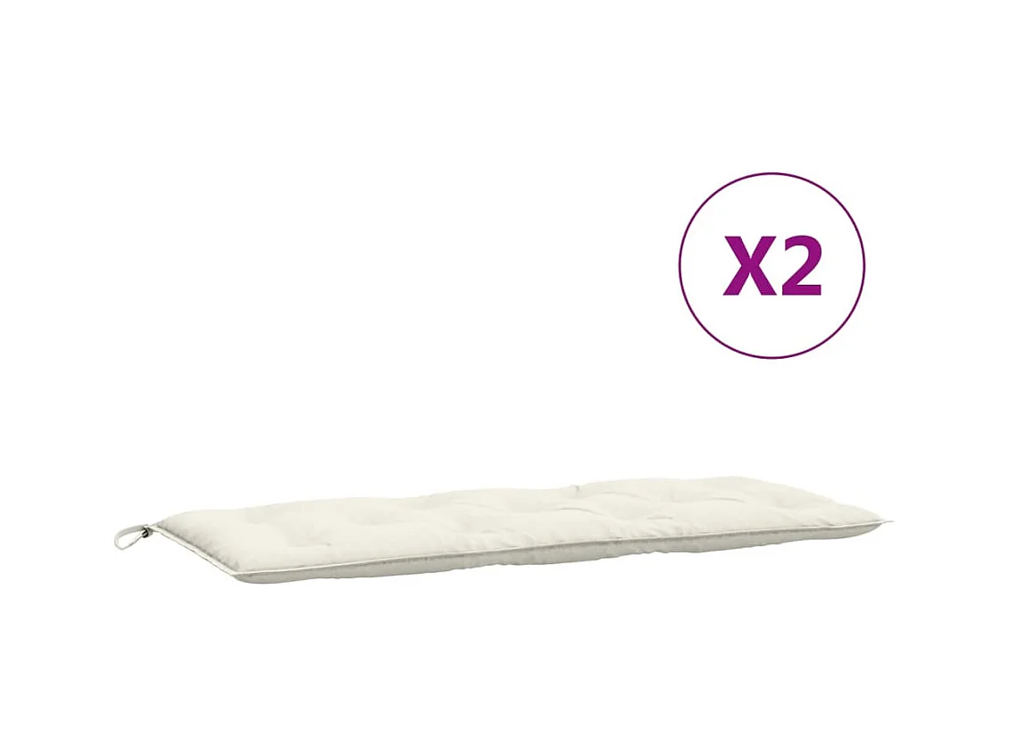 Coussins de banc de jardin lot de 2 crème mélangé tissu