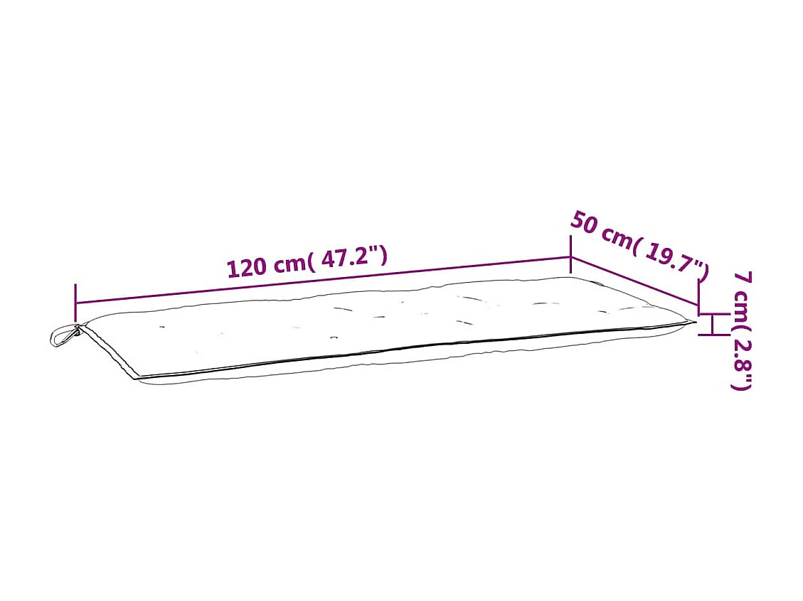 Almofadão banco jardim 120x50x7cm mesclado cinza-escuro