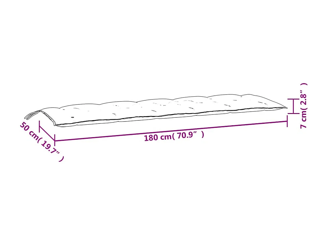 Coussin de banc de jardin taupe 180x50x7 cm tissu oxford