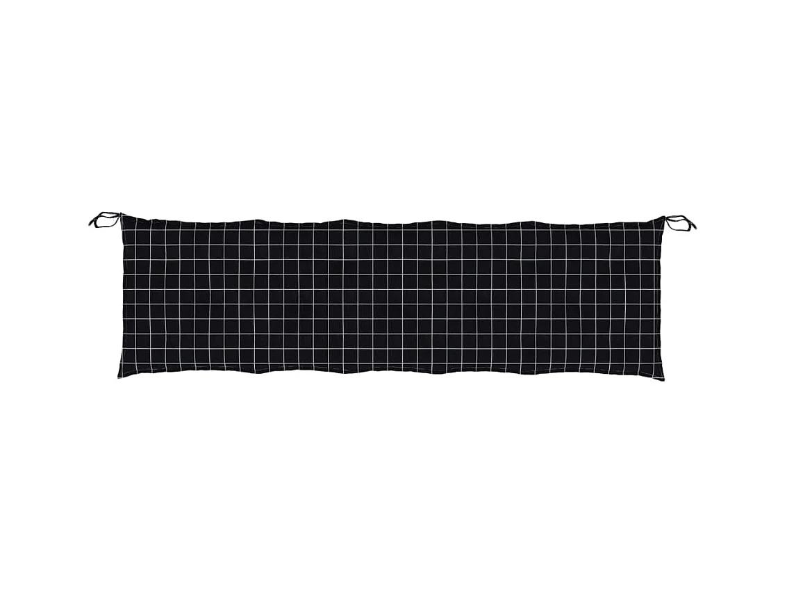 Coussin de banc de jardin carreaux noir 180x50x7cm tissu oxford