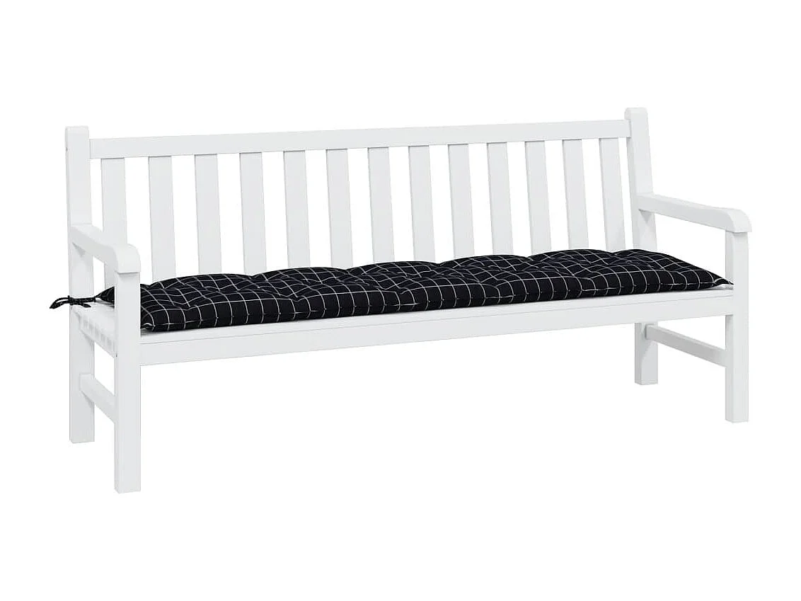 Coussin de banc de jardin carreaux noir 180x50x7cm tissu oxford