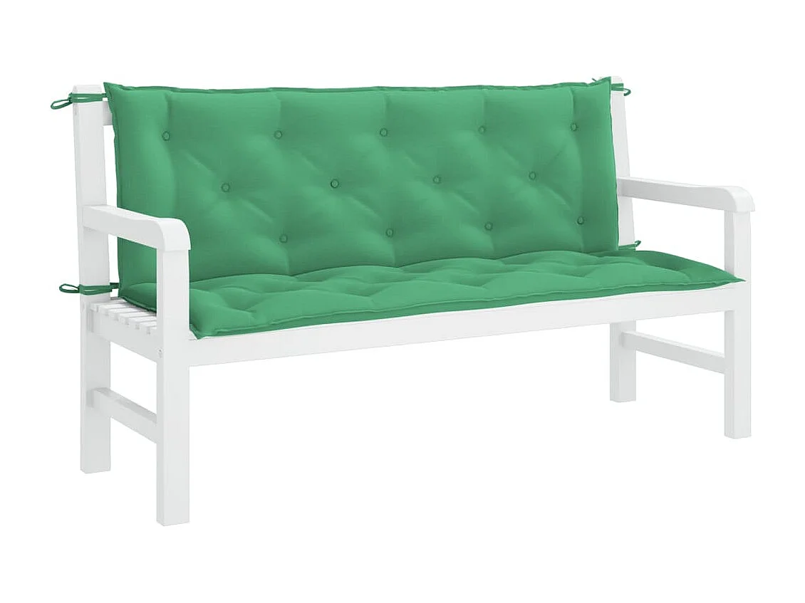 Cojines de banco de jardín 2 unidades tela Oxford verde 150x50x7 cm