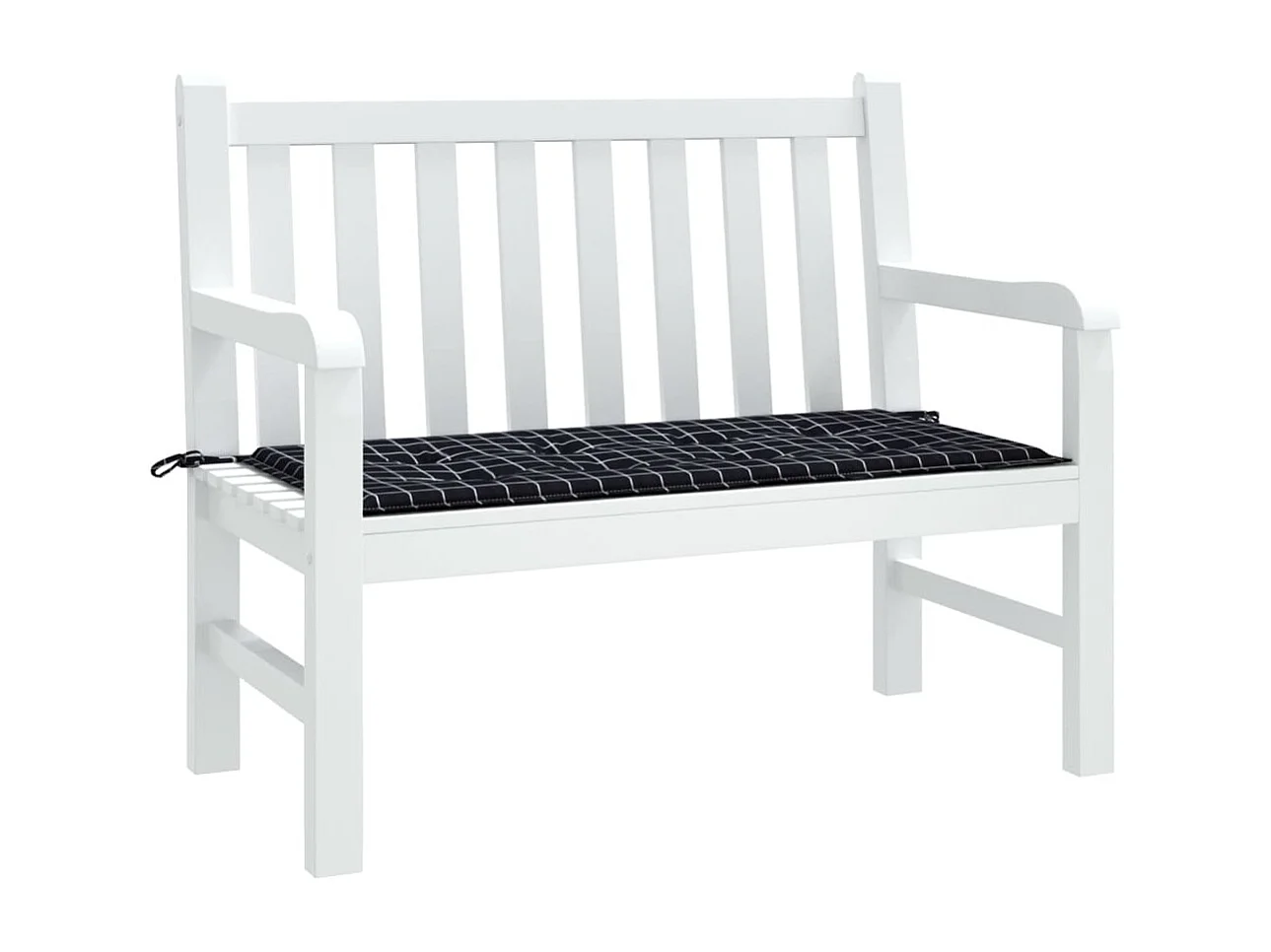 Cojín de banco de jardín tela Oxford a cuadros negro 120x50x3cm