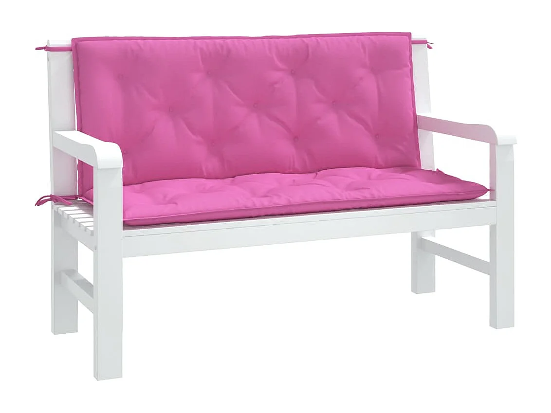 Coussins de banc de jardin lot de 2 rose 120x50x7 cm tissu