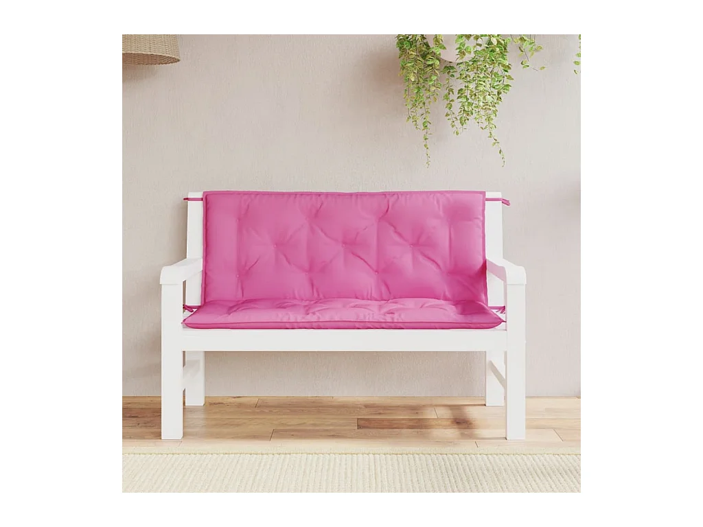 Coussins de banc de jardin lot de 2 rose 120x50x7 cm tissu