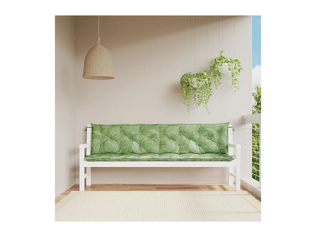 Coussins de banc de jardin lot de 2 motif de feuilles tissu