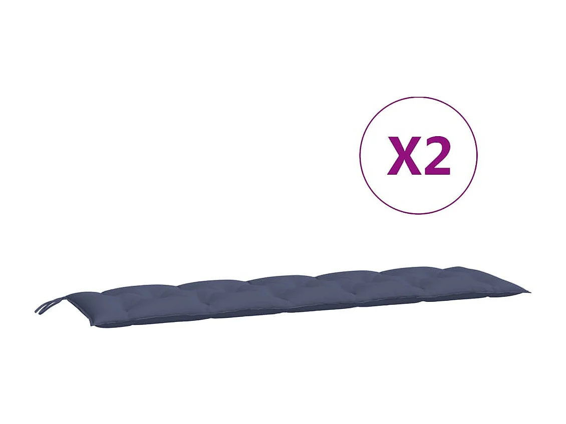 Tuinbankkussens 2 st 180x50x7 cm oxford stof marineblauw