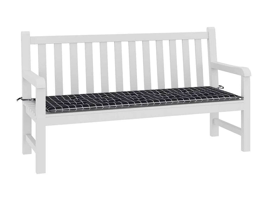 Cojín de banco de jardín tela Oxford a cuadros negro 150x50x3cm