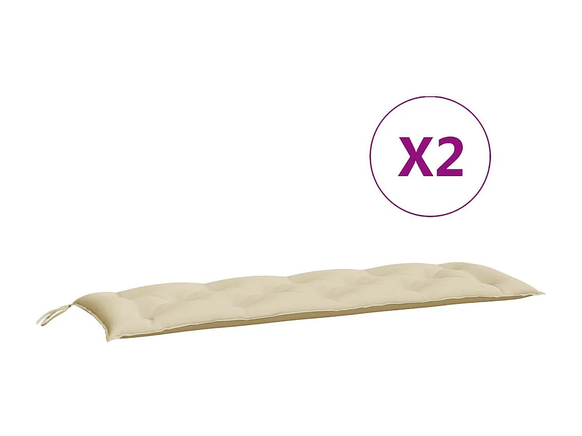 Coussins de banc de jardin 2 pièces beige 150x50x7 cm tissu Oxford