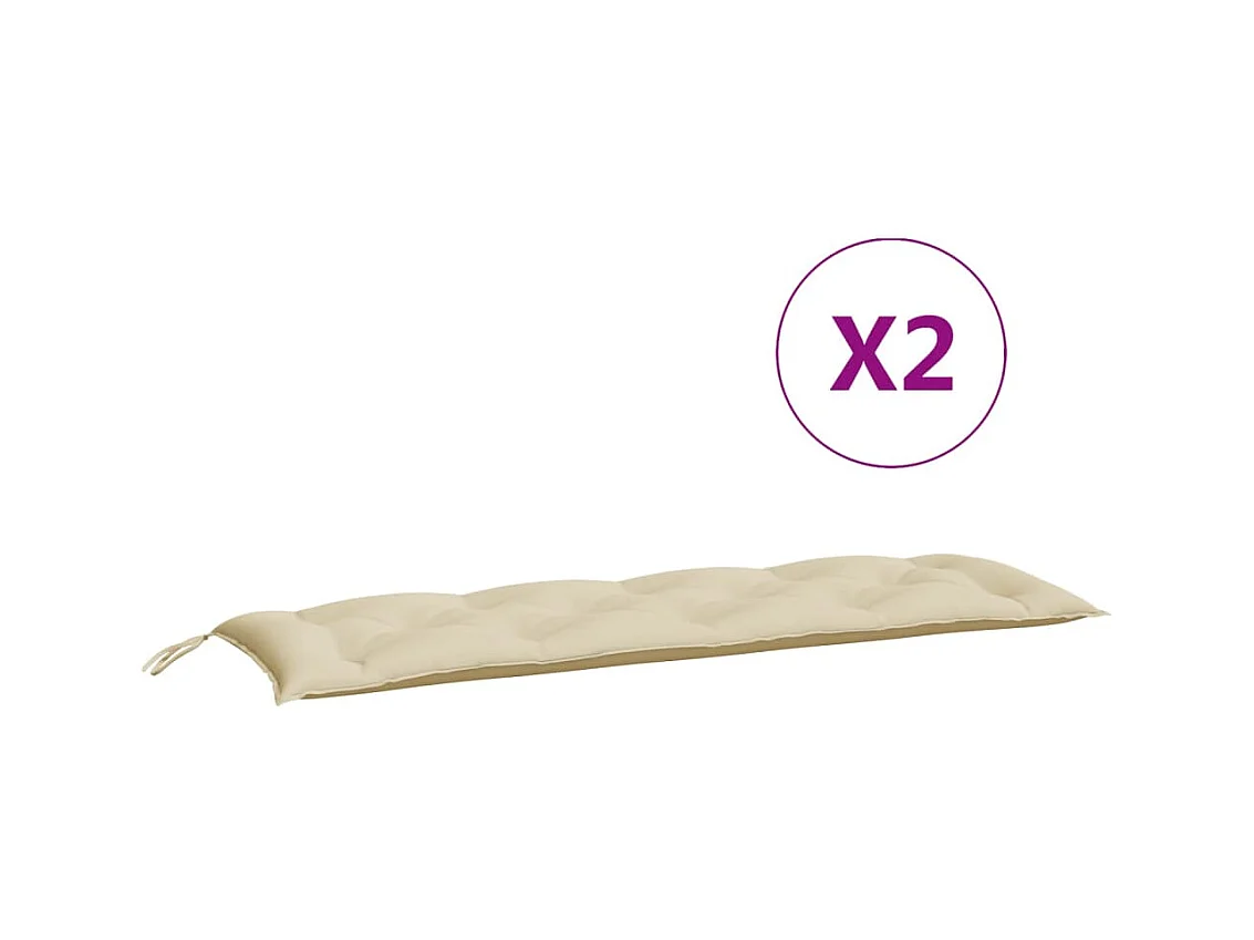 Coussins de banc de jardin 2 pièces beige 150x50x7 cm tissu Oxford