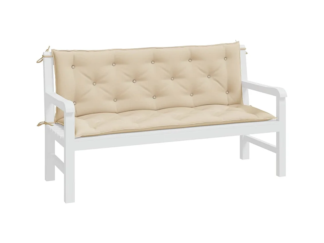 Coussins de banc de jardin 2 pièces beige 150x50x7 cm tissu Oxford