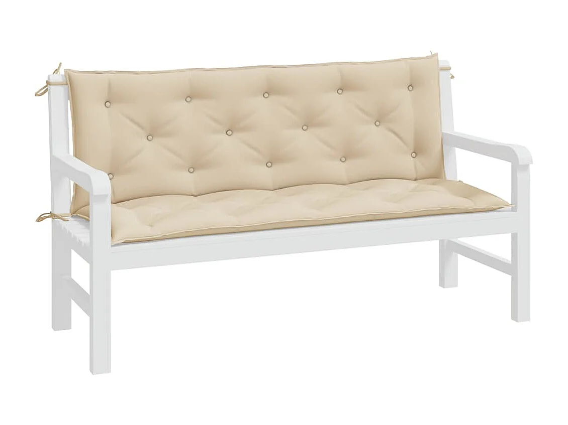Coussins de banc de jardin 2 pièces beige 150x50x7 cm tissu Oxford