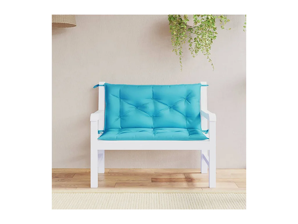 Tuinbankkussens 2 st 100x50x7 cm stof turquoise