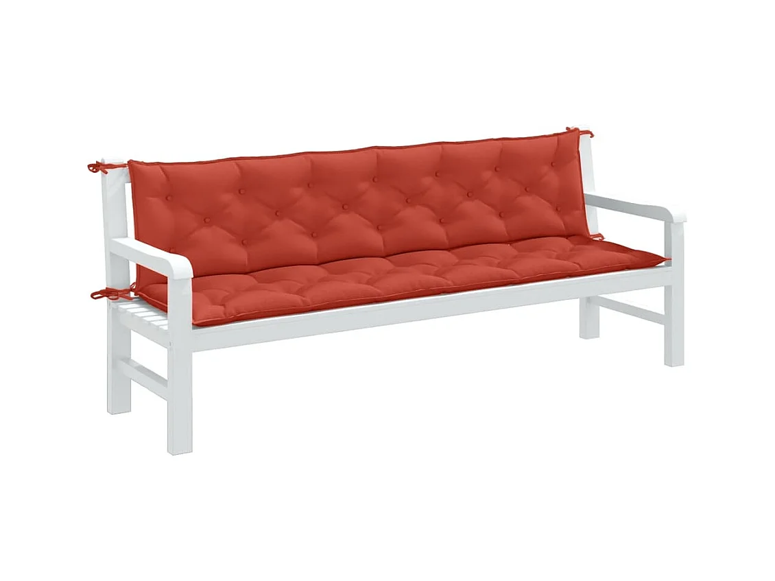 Coussins de banc de jardin lot de 2 rouge mélangé tissu