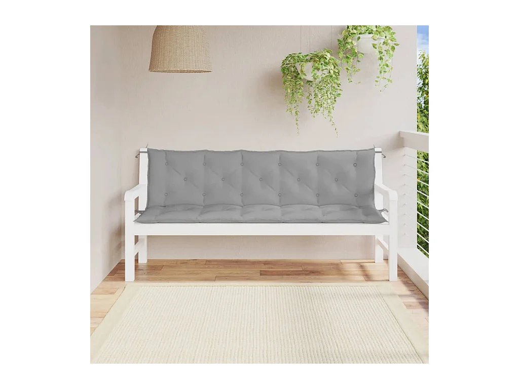 Coussins de banc de jardin 2 pièces gris 180x50x7 cm tissu Oxford