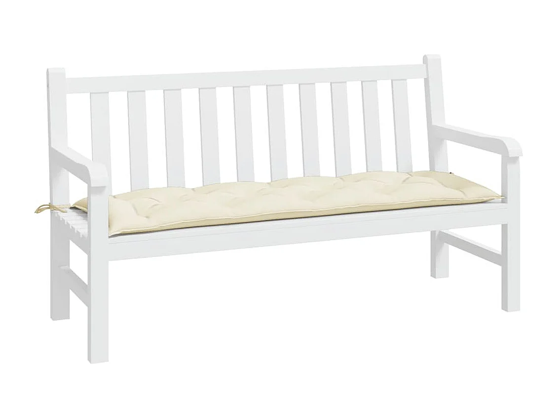Coussin de banc de jardin blanc crème 150x50x7 cm tissu oxford