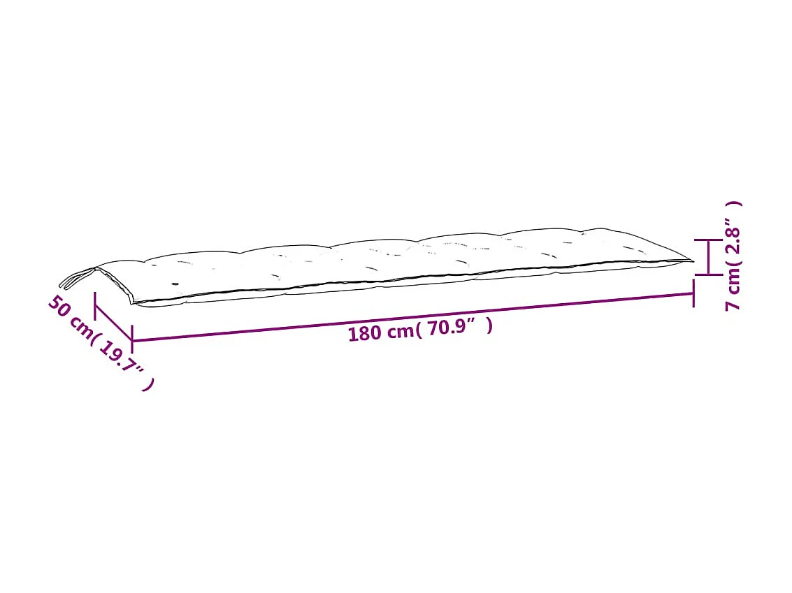 Tuinbankkussens 2 st 180x50x7 cm stof gemêleerd beige