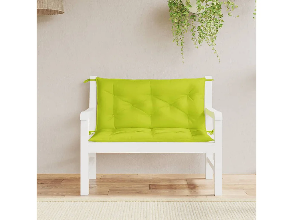 Coussins de banc de jardin 2 pièces vert vif tissu Oxford