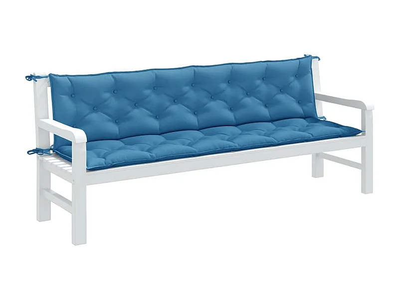 Cojines para banco jardín 2 unidades tela azul melange 200x50x7 cm