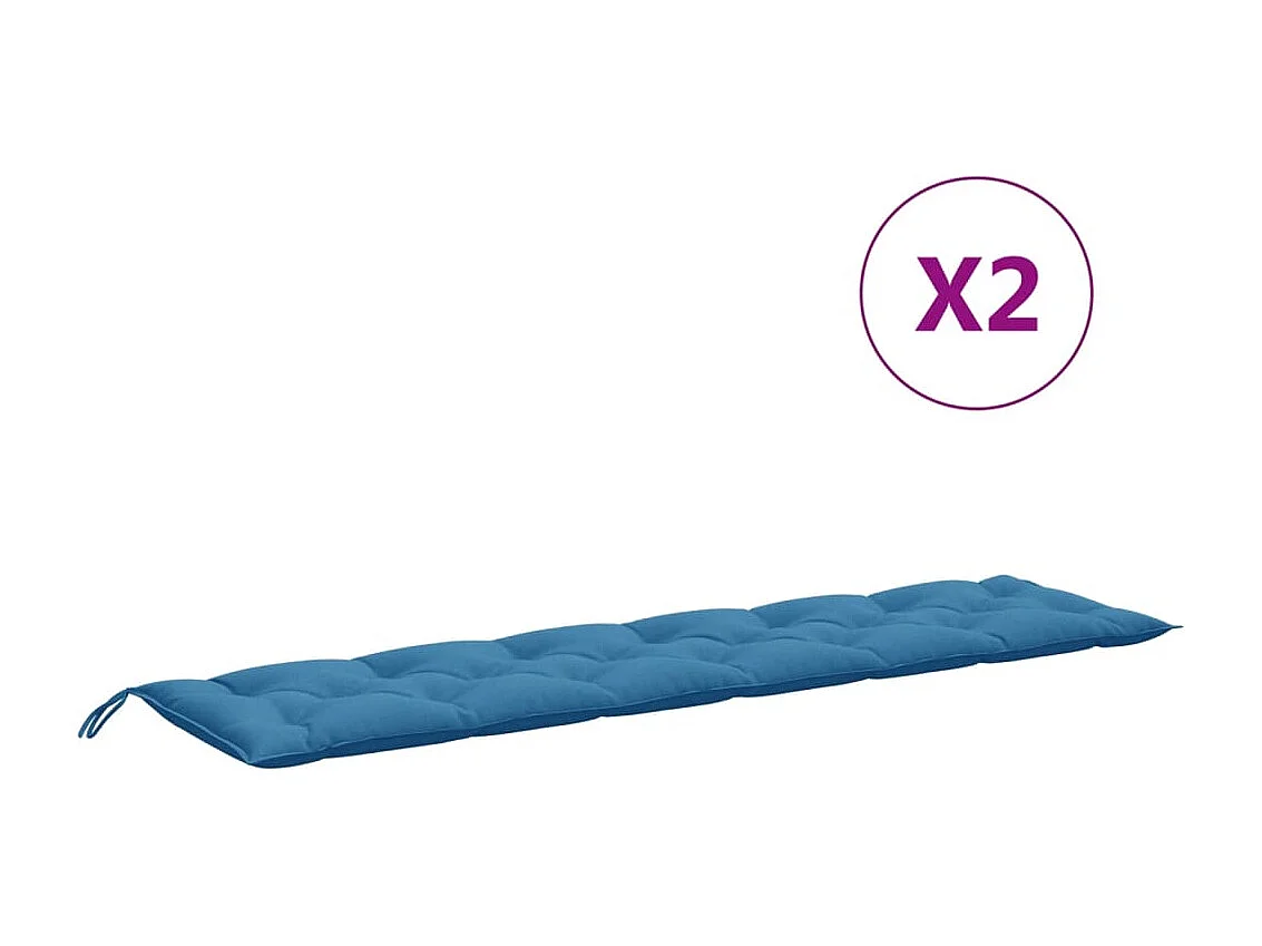 Tuinbankkussens 2 st 200x50x7 cm stof gemêleerd blauw