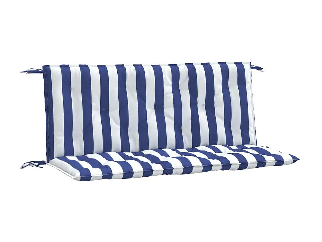 Coussins de banc de jardin lot de 2 rayures bleues et blanches