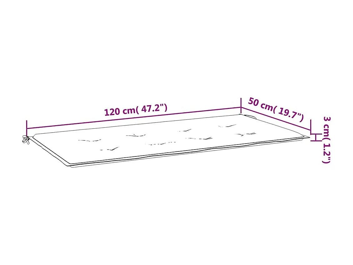 Almofadão para banco de jardim 120x50x3cm tecido oxford azul real