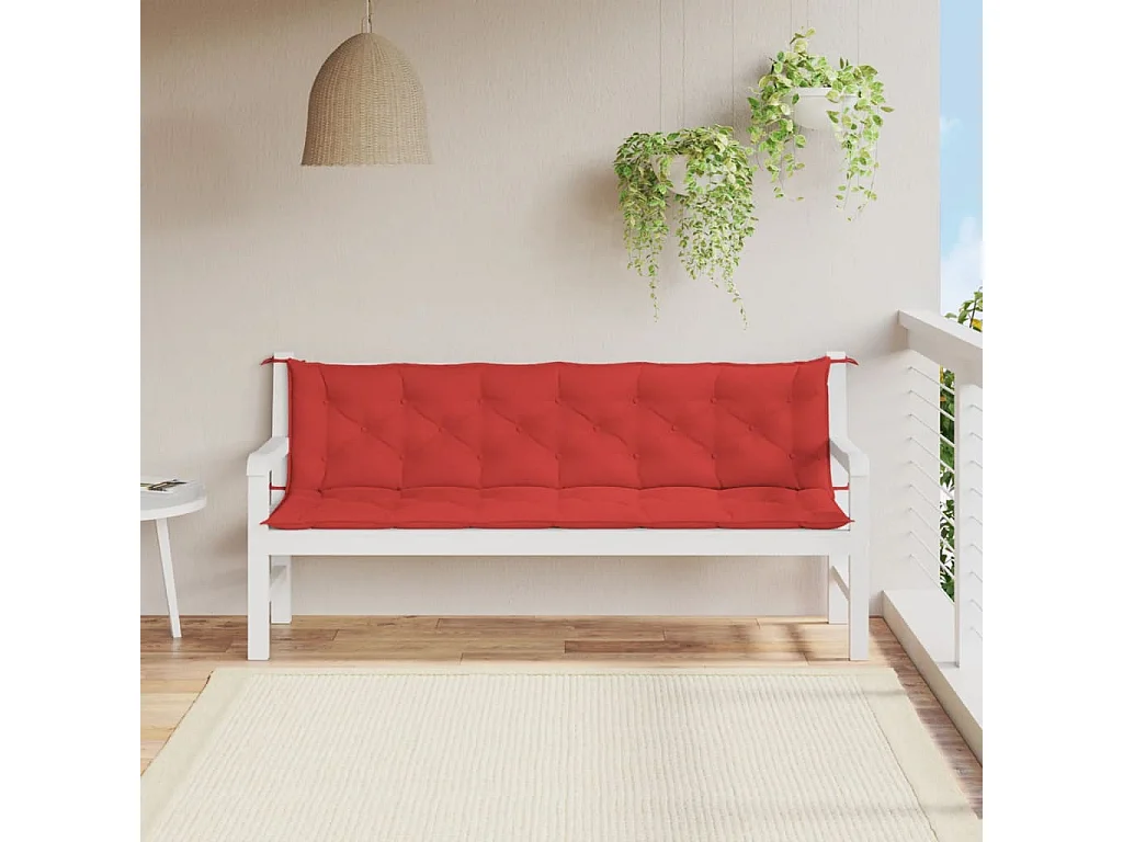 Cojines de banco de jardín 2 unidades tela Oxford rojo 200x50x7 cm